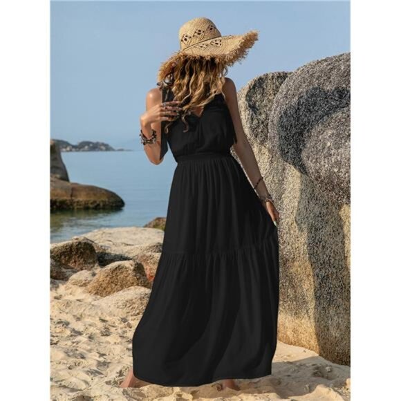 V-Neck Tie Shoulder Crochet Maxi Dress - Picture 10 of 10